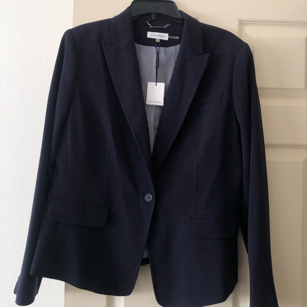Calvin Klein Women's Dark Navy Single-Button Blazer
